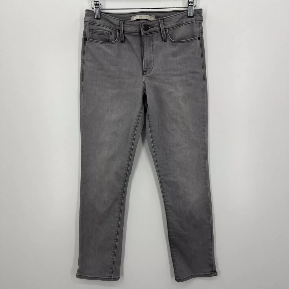 Athleta Jeans Women's Size 4 Gray Cotton Blend Stretch Mid Rise Ankle Zip Fly